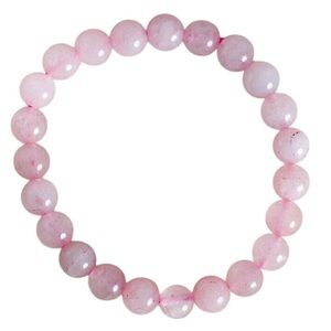 Rose Quartz Bead Bracelet Natural Gemstone Crystal Jewelry Gift on Pink Cord